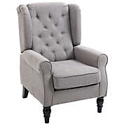 Halifax North America Fabric Tufted Club Accent Chair with Removable Cushion Wooden Legs - Grey