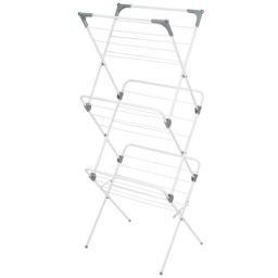 mDesign Tall Metal Foldable Laundry Clothes Drying Rack Stand
