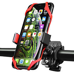 Insten Bike Mount Phone Holder, Universal Bicycle Motorcycle MTB Rack Handlebars Cradle w Secure Grip, 360 Rotatable, Rubber Strap Compatible with iPhone 11 12 Mini Pro Max Xs Xr SE 2020 8 Plus, Red