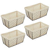 mDesign Chicken Wire Storage Basket with Fabric Liner, 4 Pack - Bronze/Natural