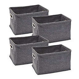 Juvale Collapsible Felt Storage Baskets 4 Pack, Foldable Organizer Bin with Handles 13.9 x 9.8 x 8.2 In, Grey