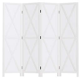 HOMCOM 4-Panel Folding Room Divider, 5.6 Ft Tall Freestanding Privacy Screen Panels for Indoor Bedroom Office, White