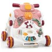 Slickblue 3-in-1 Baby Sit-to-Stand Walker with Music and Lights-Pink