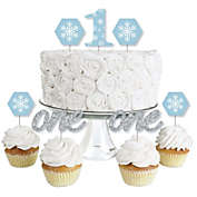 Big Dot of Happiness Onederland - Dessert Cupcake Toppers - Holiday Snowflake Winter Wonderland Birthday Party Clear Treat Picks - Set of 24