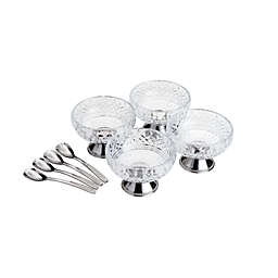 Wolff Lys Collection Crystal Dessert Bowls with Spoons Set of 4