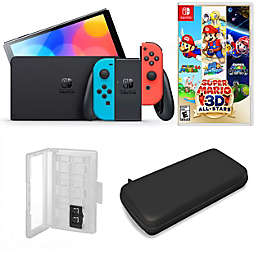 Nintendo Switch OLED in Neon with Super Mario 3D All Stars and Accessories