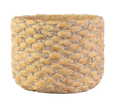 Urban Trends Collection Terracotta Round Pot with Thick Basket Weave Design Body Washed Finish Amber