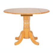 Besthom Oak Selections 42 In. Round Extendable Light Oak Wood Drop Leaf Dining Table (Seats 6)