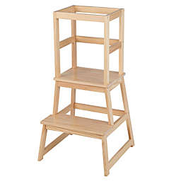 Gymax Kids Kitchen Step Stool Kids Standing Tower with Safety Rails