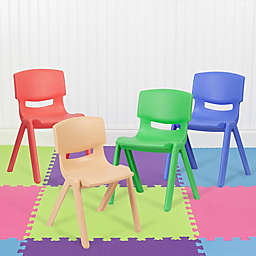 Flash Furniture 4 Pack Plastic Stackable School Chairs with 13.25" Seat Height, Assorted Colors