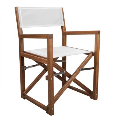 Prime Teak - Oiled Director&#39;s Chair with White Batyline Fabric Cover