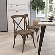 Merrick Lane Bardstown X-Back Bistro Style Wooden High Back Dining Chair in Dark Natural