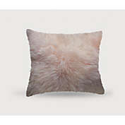 HomeRoots Home Decor Blush Natural Sheepskin Square Pillow