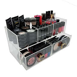 OnDisplay Andrea Deluxe Acrylic Cosmetic/Jewelry Organization Station w/Geode knobs - Natural/Gold