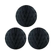 Wrapables 12" Set of 3 Tissue Honeycomb Ball Party Decorations / Black, Set of 3