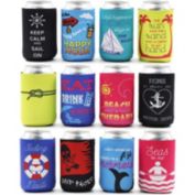 Blue Panda 12 oz Beach Themed Neoprene Can Cooler Sleeves for Soda, Beer, Beverages (12 Pack)