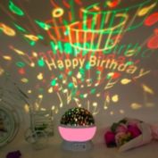 Kitcheniva Constellation Night Light Happy Birthday Lamp Moon Projector Rotating, Pink