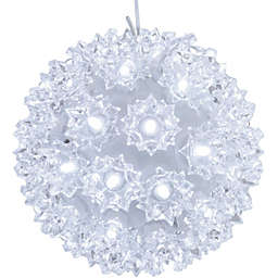 Sunnydaze 5-In. Indoor/Outdoor Lighted Ball Hanging Decor - White