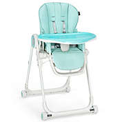 Costway Baby High Chair Foldable Feeding Chair with 4 Lockable Wheels-Green