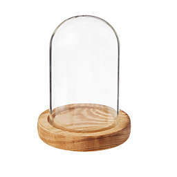 Farmlyn Creek Glass Display Dome?Cloche with Wooden Base?for Home Decoration (3.5 x 4.7 In)
