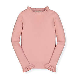 Hope & Henry Toddler Girls' Long Sleeve Rib Knit Sweater Top, For Toddlers - Rose Ruffle, Size  18-24 Months