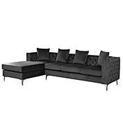 Contemporary Home Living 109" Gray Velvet Sectional Sofa with Reversible Chaise