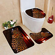 Stock Preferred 3-Piece Non-Slip Leopard Bath Mat Set