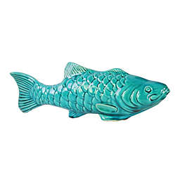 Urban Trends Collection Ceramic Koi Fish Figurine, Large, Gloss Finish - Turquoise