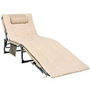 Gymax 4-Fold Oversize Padded Folding Chaise Lounge Chair Reclining Chair