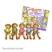 MerryMakers Five Little Monkeys 5-inch finger puppets and Spanish book gift set