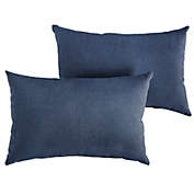 Outdoor Living and Style Set of 2 Solid Indigo Blue Sunbrella Indoor and Outdoor Lumbar Pillows, 20"