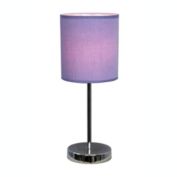 Simple Designs Chrome Basic Table Lamp with Purple Shade