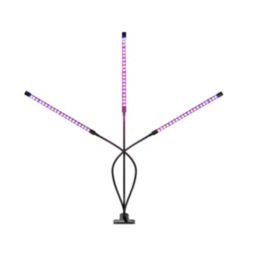 ELE Light & Decor 15.2 in. 30-Watt Black LED Grow Light, Color Changing Light with 3 Head Divided Adjustable Goose Neck Dual Chips