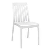 Luxury Commercial Living 35" White High Back Stackable Outdoor Patio Dining Chair