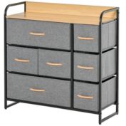 Halifax North America 7-Drawer Dresser, Fabric Chest of Drawers, 3-Tier Storage Organizer for Hallway Entryway, Tower Unit with Steel Frame Wooden Top Light Grey
