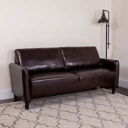 Emma + Oliver Living Room Sofa Couch with Rounded Arms in Brown LeatherSoft