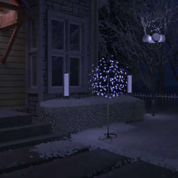 vidaXL Christmas Tree 120 LEDs Blue Light Cherry Blossom 5 ft