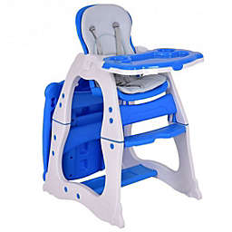 Costway 3 in 1 Infant Table and Chair Set Baby High Chair-Blue