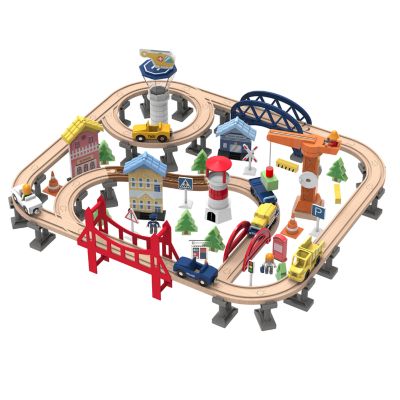 Leo and Friends Railway City Set - Creative Construction Kit for Preschoolers - Wooden Building Blocks for Kids, Educational Train Toys for Active Learning - Gifts for Children Ages 3+ - 100 Pieces