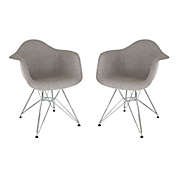 LeisureMod Willow Fabric Eiffel Accent Chair, Set of 2 - Grey