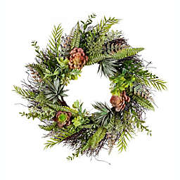 Plow & Hearth Faux Succulent and Fern Wreath