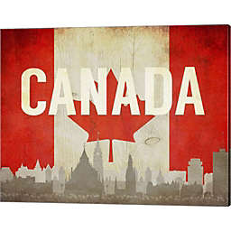 Metaverse Art Ottawa, Canada - Flags and Skyline by Take Me Away 20-Inch x 16-Inch Canvas Wall Art
