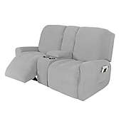 Stock Preferred 2-Seater Stretch Couch Slipcover Furniture Seat Cover in Light Gray