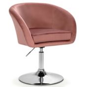 Gymax Modern Velvet Chair Height Adjustable Bar Stool Swivel Makeup Seat