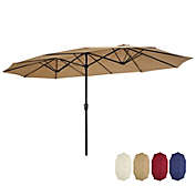 Inq Boutique 15x9ft Large Double-Sided Rectangular Outdoor Steel Twin Patio Market Umbrella