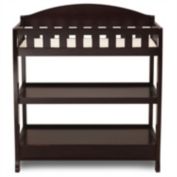 Slickblue Modern Dark Brown Wooden Baby Changing Table with Safety Rail Pad and Strap