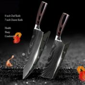 Kitcheniva 2-Pieces Kitchen Knife Set High Carbon Stainless Steel Damascus Pattern