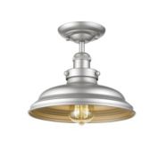 CHLOE Lighting SAMUEL Industrial-style 1 Light Silver Painted Semi-flush Ceiling Fixture 10" Wide