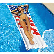 Swim Central 72-Inch Inflatable White and Red American Flag Swimming Pool Air Mattress