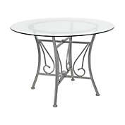 Flash Furniture Princeton 42&#39;&#39; Round Glass Dining Table with Silver Metal Frame